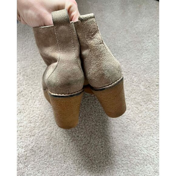 Serafini Etoile Shoes Italian Suede Wedge lace booties color Tan beige size 9 - Picture 4 of 11